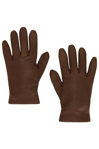 Saint Laurent Leather Gloves in Brown | FWRD 