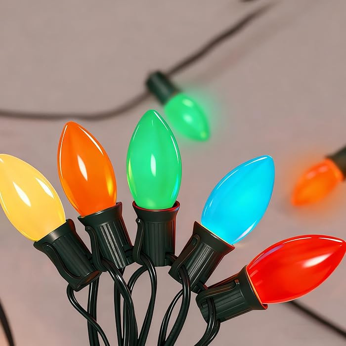 C9 LED Multicolor Christmas Lights Outdoor, 25Ft C9 Vintage Christmas Lights Waterproof with 26 L... | Amazon (US)