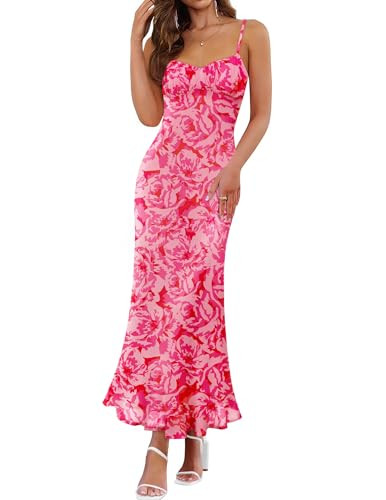 ZESICA Women's Summer Floral Sleeveless Bodycon Maxi Dress 2026 Spaghetti Strap Wedding Guest Vac... | Amazon (US)