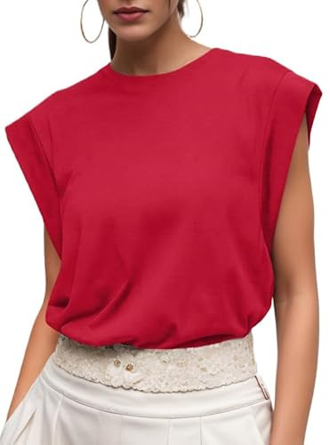 GRECERELLE Womens 2026 Summer Cap Sleeve Casual Basic Tops T-Shirts Loose Crew Neck Tank Fashion ... | Amazon (US)