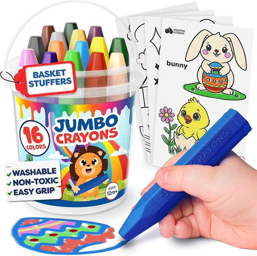 Jumbo Crayons For Toddlers 1-3 - 16pc Toddler Crayons For Kids Ages 4-8 1-3 2-4 - Easter Basket S... | Amazon (US)