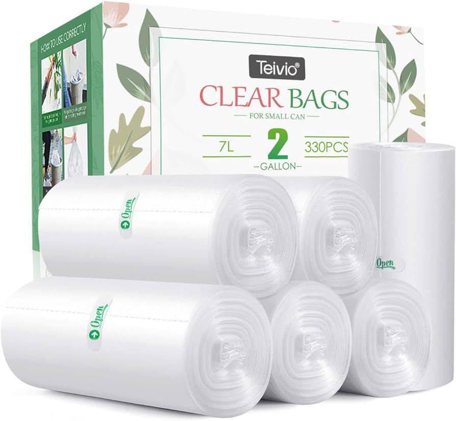 2 Gallon 330 Counts Strong Trash Bags Garbage Bags by Teivio, Bathroom Trash Can Bin Liners, Plas... | Amazon (US)