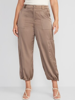 High-Waisted Satin Cargo Jogger Pants for Women | Old Navy (US)