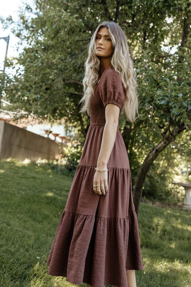 Gemma Midi Dress in Brown - XS / Brown - böhme | Bohme