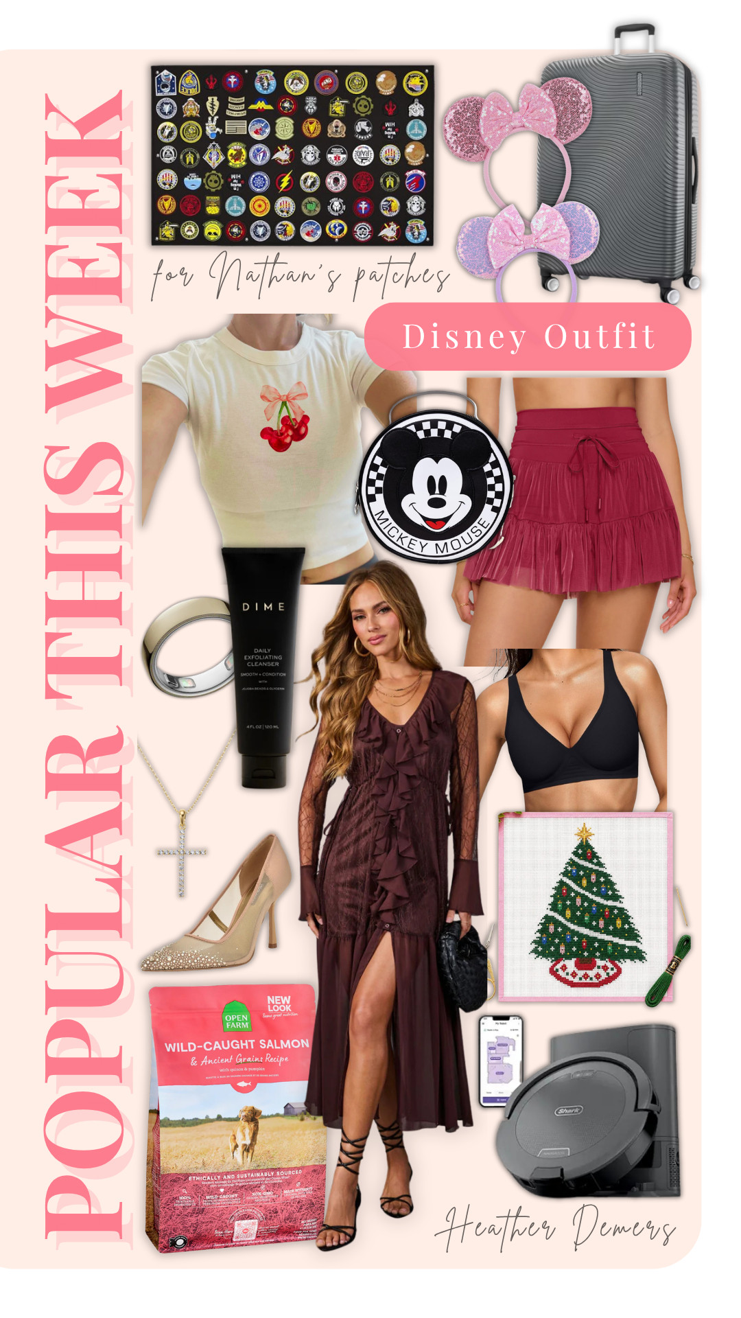 Here are the popular items from last week! 🫶

Recent Disney outfit! It's always so much fun picking things out! The shirt is from Etsy, skirt from Popflex, & purse from Amazon. 

My husband and I both have the OURA ring. Knowledge is power, and this little ring has all the data.

The patch holder from Amazon continues to be a favorite. Love having all of his patches displayed. Each patch tells a story! 

Dime Beauty: DEMERS20

Electric Picks (Dove Necklace): HEATHER20

Vici dress: HEATHERDEMERS35 or HEATHERDEMERS40

#LTKSeasonal #LTKHome #LTKBeauty