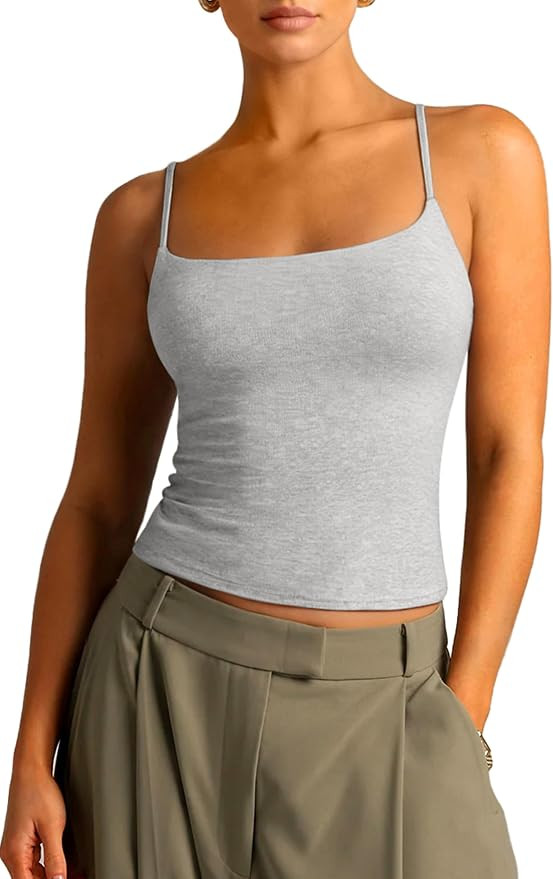 SUUKSESS Women Cotton Double Layer Unpadded Cami Summer Basic Going Out Tops | Amazon (US)
