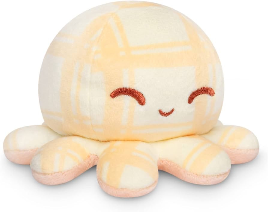 TeeTurtle - The Original Reversible Octopus Plushie - Tan Plaid + Peach - Cute Sensory Fidget Stu... | Amazon (US)