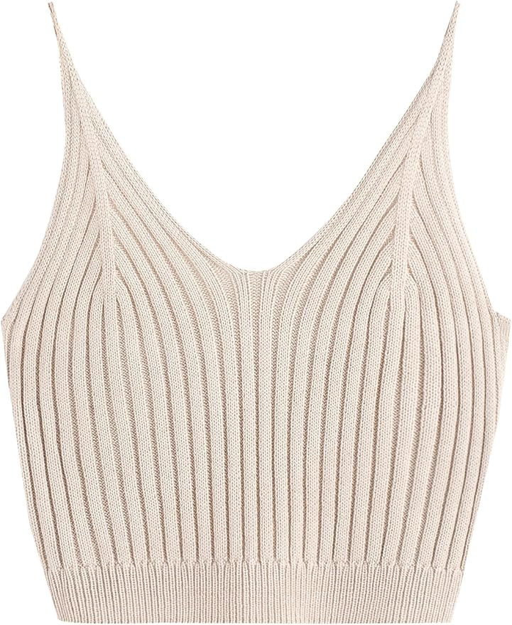 SweatyRocks Women's V Neck Spaghetti Strap Cami Tank Top | Amazon (US)