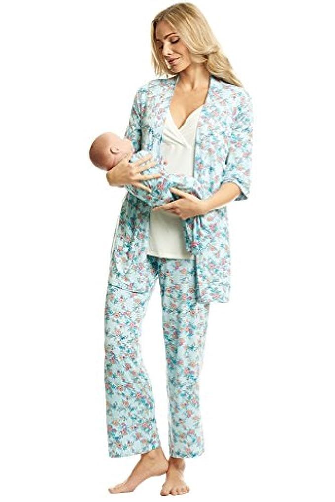 Everly Grey Women'sRoxanne 5 Piece Maternity and Nursing PJ Pant Set with Robe and Matching Baby Gow | Amazon (US)