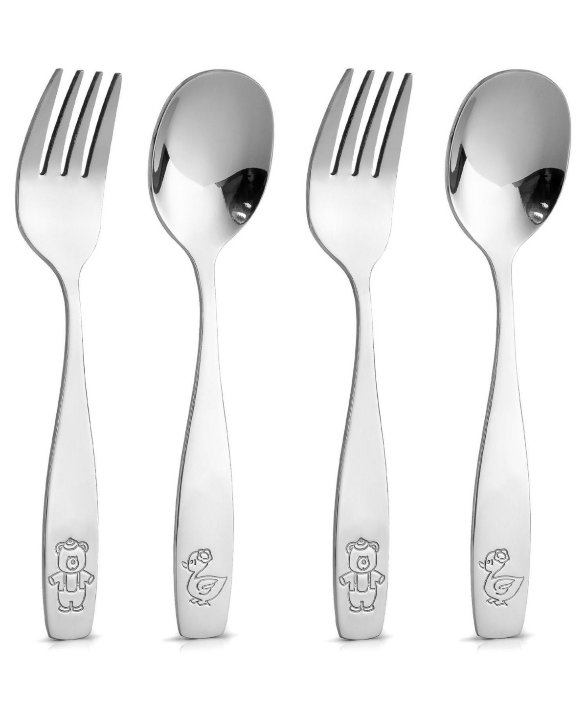 Zulay Kitchen 4 Pieces Toddler Utensils - Kids Stainless Silverware Set - Silver | Macy's