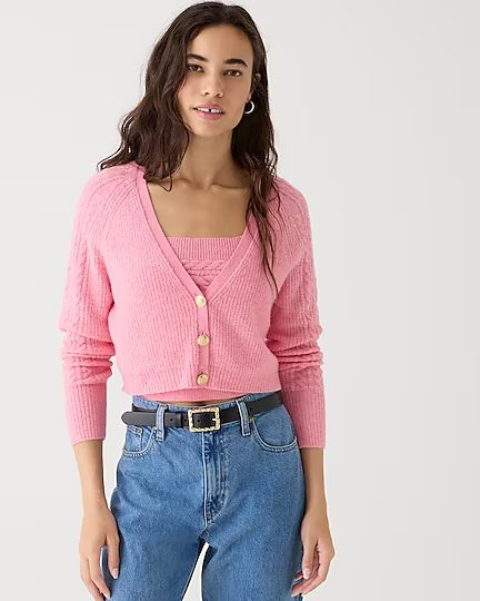 Supersoft cropped cable-knit sweater-tank set | J.Crew US