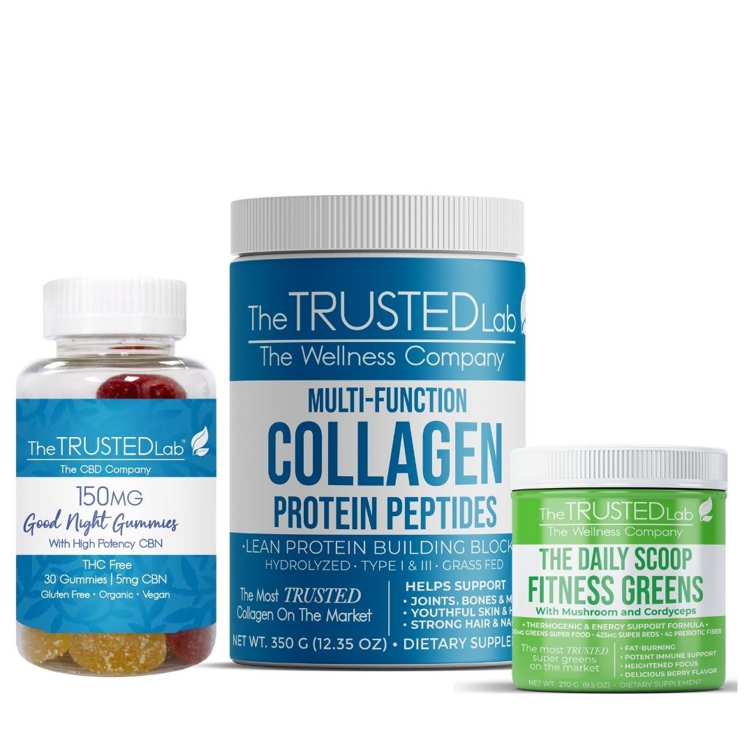 Rest and Shine! CBD, Collagen and Fitness Greens Set | The Trusted Lab