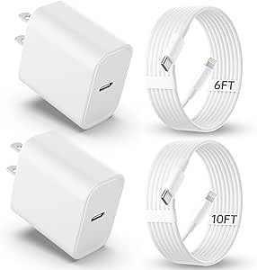 iPhone Charger Fast Charging 2Pack 20W PD USB C Wall Fast Charger Block with 6&10FT USB C to Ligh... | Amazon (US)