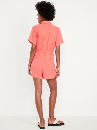 Crinkle Gauze Button-Down Romper | Old Navy | Old Navy (US)