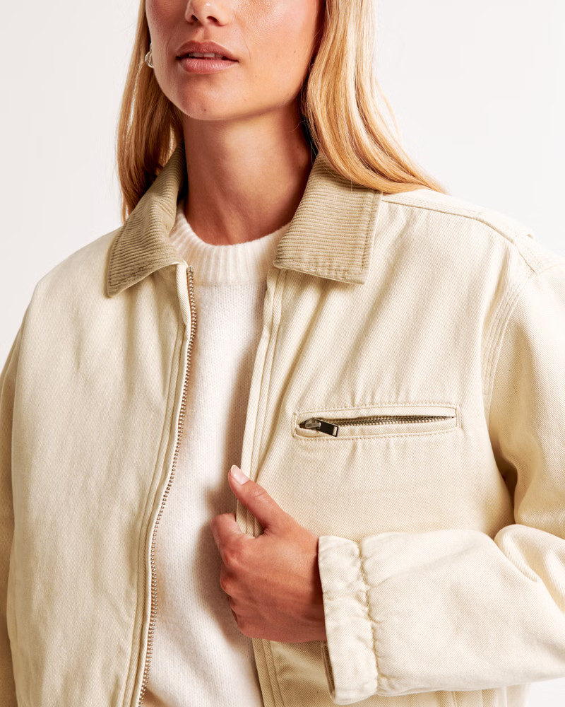 Cropped Twill Workwear Jacket | Abercrombie & Fitch (US)