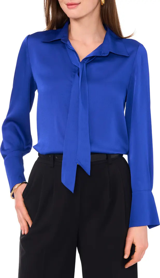 Vince Camuto Tie Neck Satin Button-Up Shirt | Nordstrom | Nordstrom