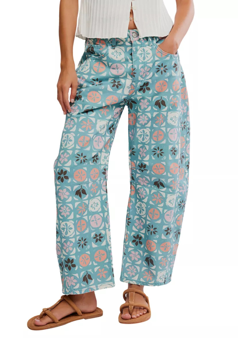 We The Free Good Luck Printed Barrel Jeans | Belk