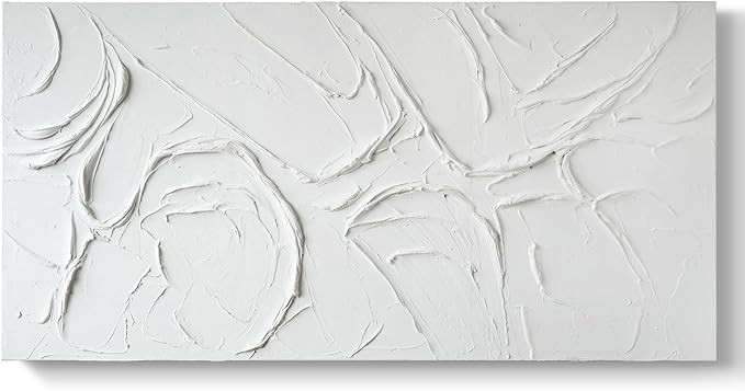 GeekMacro Abstract Textured Wall Art Hand Painted White Canvas Modern Oil Painting 58x29 Contempo... | Amazon (US)