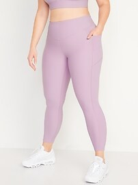 High-Waisted PowerSoft Rib-Knit Side-Pocket 7/8-Length Leggings for Women | Old Navy (US)