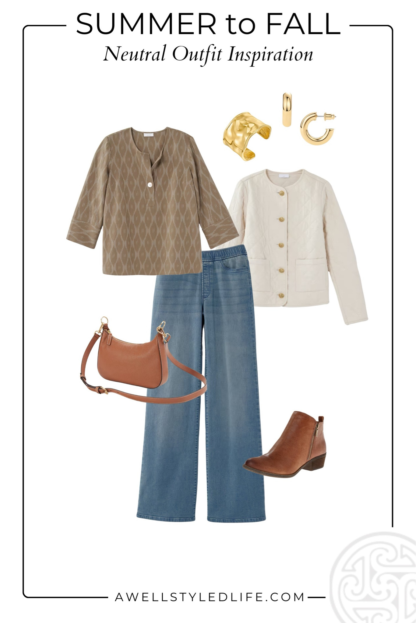 Summer/Fall Outfit Inspiration:

Clothing and handbag from J.Jill, jewelry and boots from Amazon.

#fashion #fashionover50 #fashionover60 #summerfashion #summeroutfit #fallfashion #falloutfit #transitionoutfit #j.jill #amazon #amazonfashion #neutrals #widelegdenim

#LTKStyleTip #LTKOver40 #LTKSeasonal