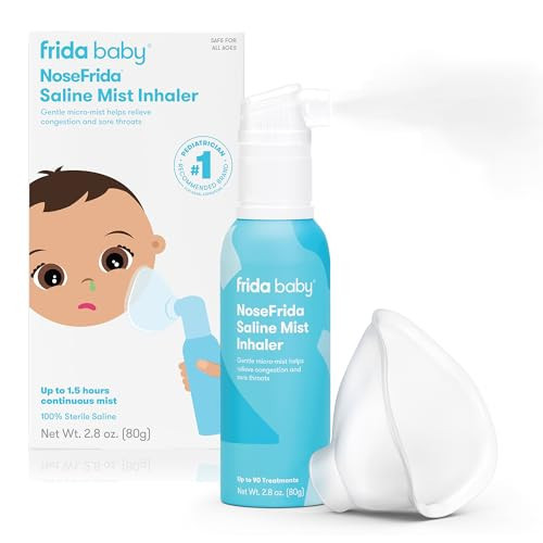 Frida Baby NoseFrida Saline Mist Nasal Inhaler, Decongestant Spray for Congestion & Allergy Relief for Babies + Kids, Nasal Saline Spray, Soothes Stuffy Nose & Sore Throat, Includes Mask | Amazon (US)