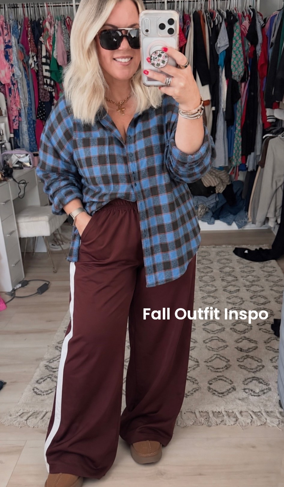 Fall outfit inspo 🍂🤎

The kind of outfit I’ll be living in all season! An oversized plaid button-down, comfy burgundy track pants, and a cozy pair of UGGs. I love the mix of relaxed and put-together, and blue plaid with burgundy is such a good fall color combo. 🤎

Perfect for coffee runs, school drop-off, weekend errands, or just a cozy day out. 



#FallOutfit #FallStyle #LTKStyle #LTKFinds #CozyOutfit #CasualStyle #FallFashion #EverydayOutfit

#LTKSeasonal #LTKOver40 #LTKmomlife
