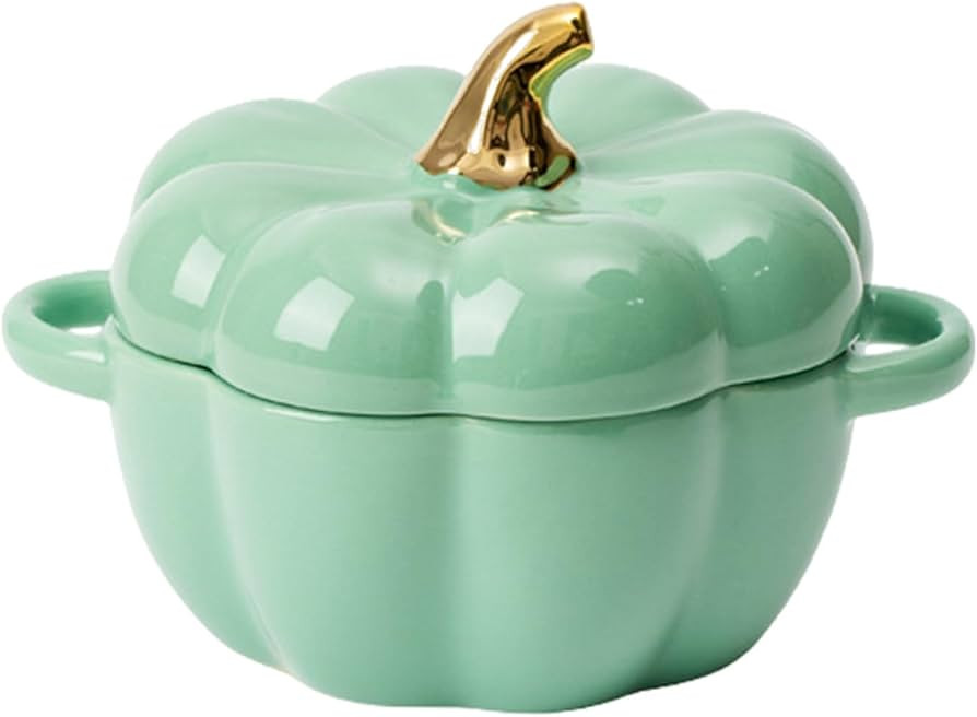 WIWIDANG Ceramic Pumpkin Soup Bowl with Lid, Pumpkin Bowl Dish Soup Cereal Ceramic With Lid, Fash... | Amazon (UK)