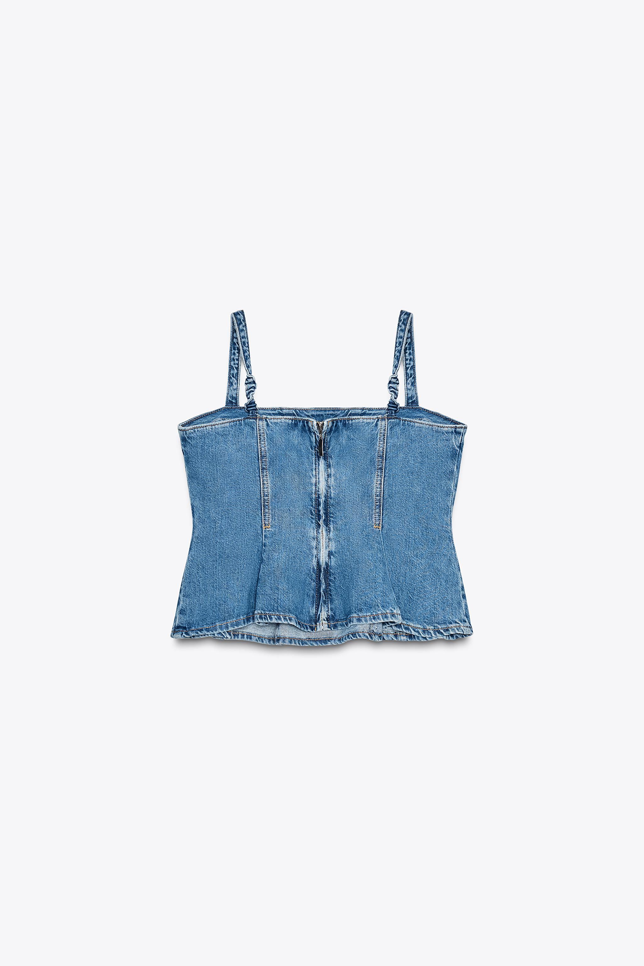 Z1975 DENIM STRAPPY TOP | Zara UK
