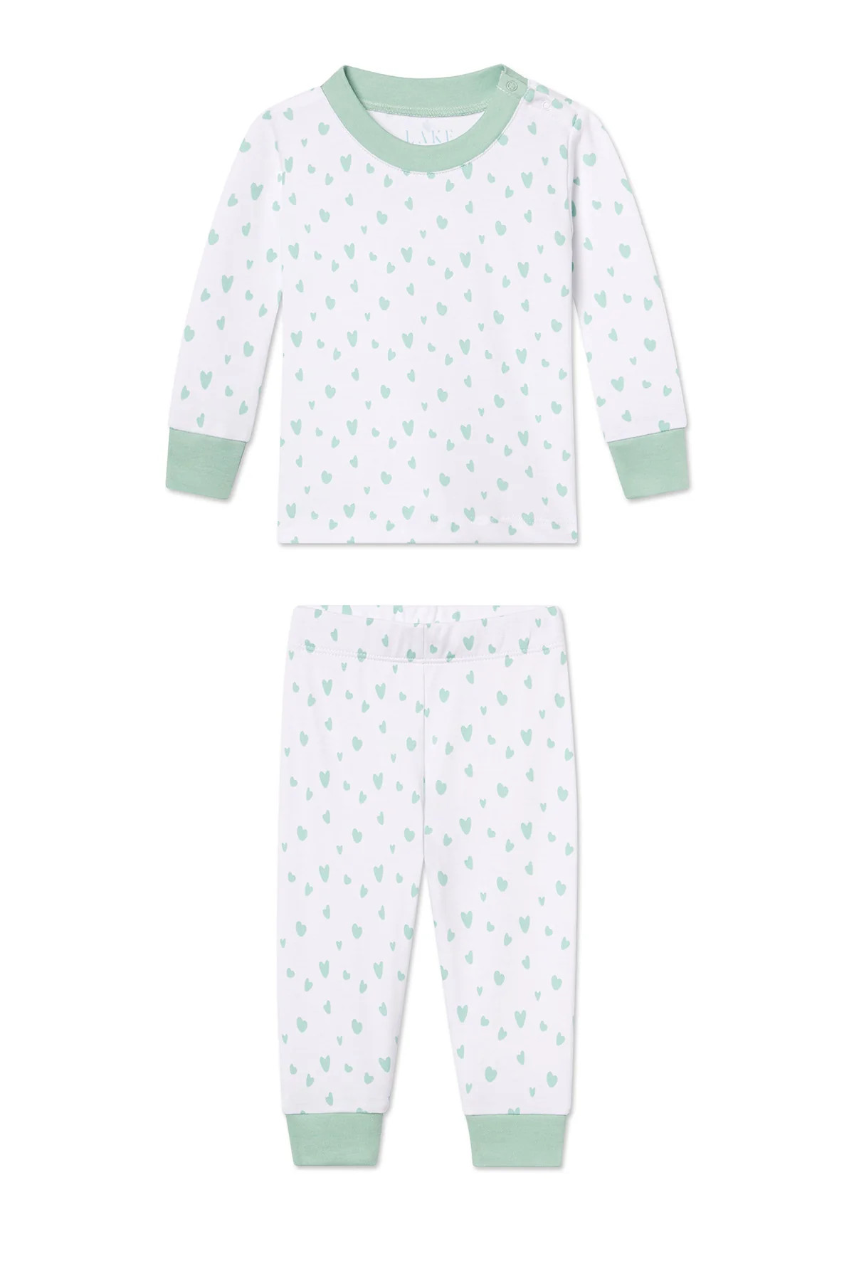 Baby Long-Long Set in Parisian Green Mini Heart | Lake Pajamas