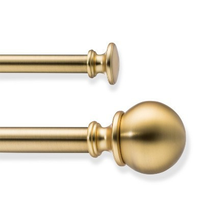 36"-66" Ball Double Curtain Rod Brass - Threshold™: Adjustable Gold Metal, Double Rod Set, 30lb Capacity | Target