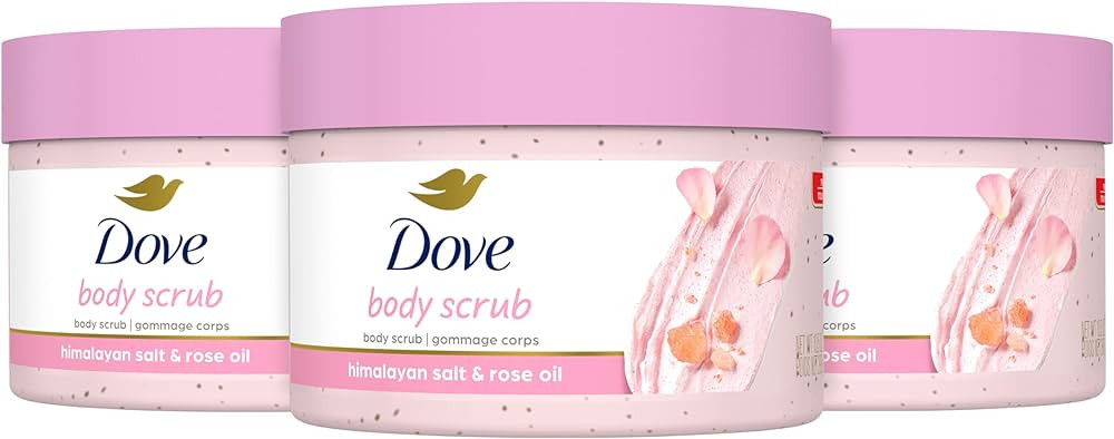Dove Body Scrub Himalayan Salt & Rose Oil 3 Count for Visibly Silky-Smooth, Nourished Skin, with ... | Amazon (US)