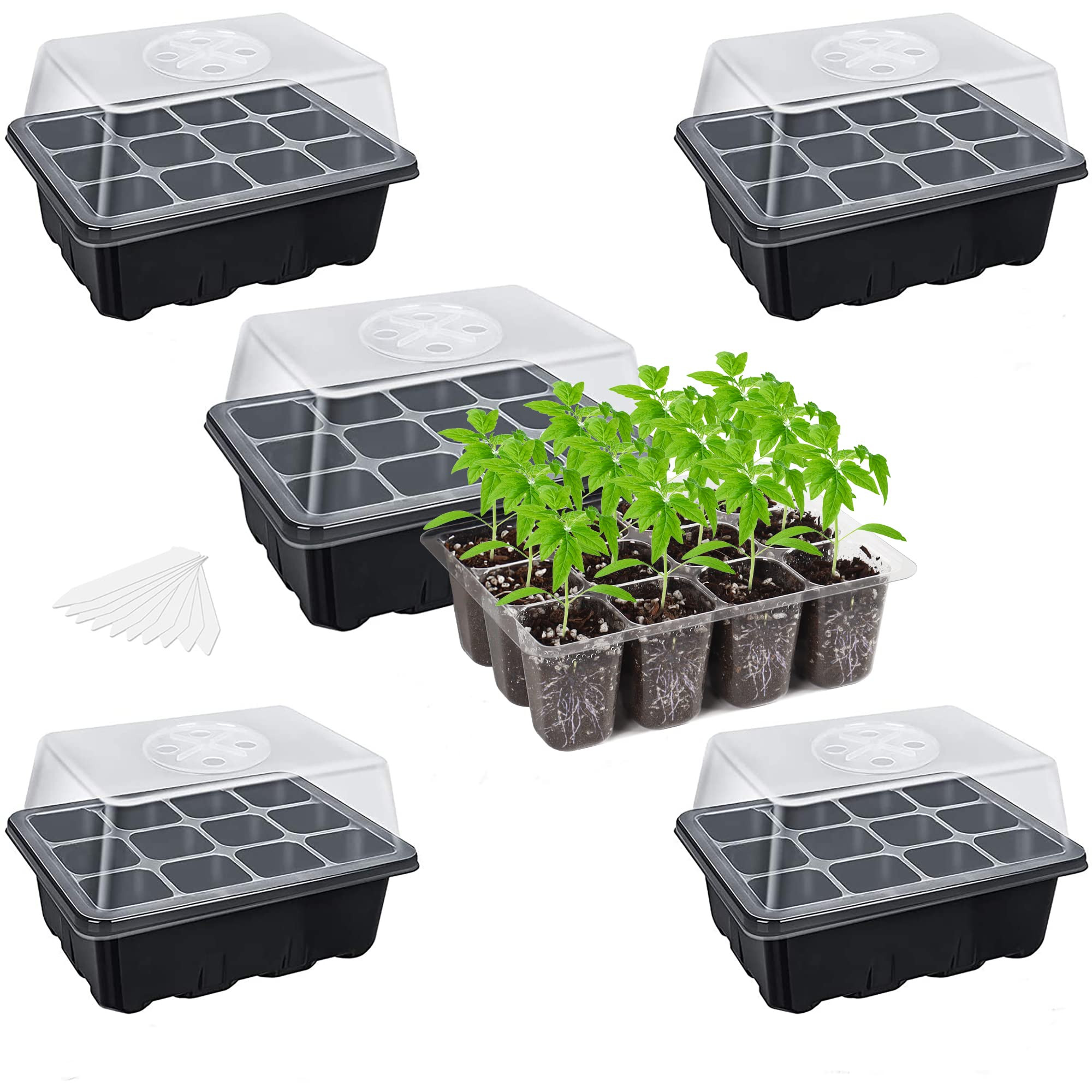 Bonviee 5-Pack Seed Starter Tray Seedling Kits,Plant Starter Kit with Adjustable Humidity Dome an... | Amazon (US)