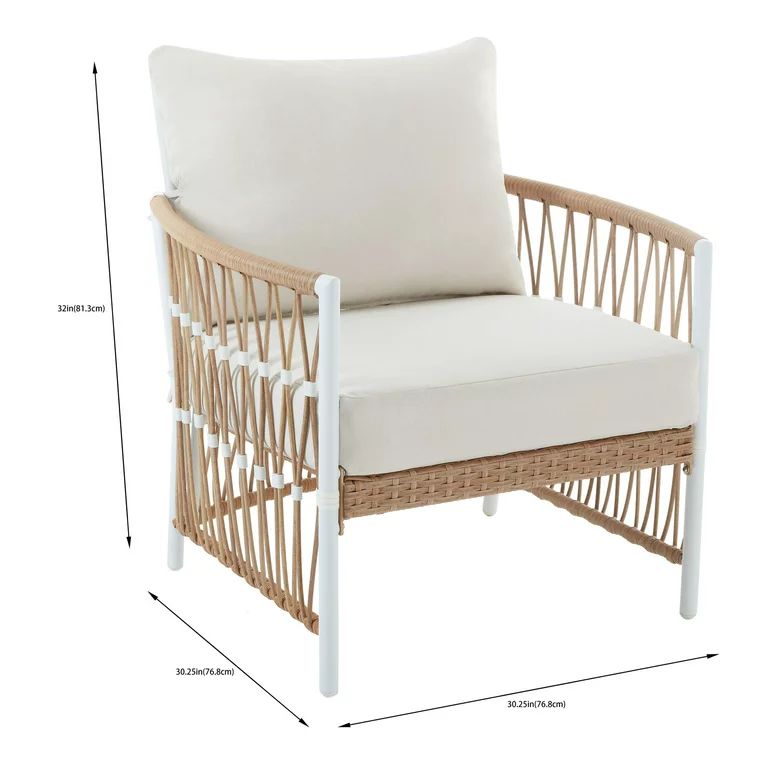 Better Homes & Gardens Lilah 2-Pack Outdoor Wicker Lounge Chair, White | Walmart (US)