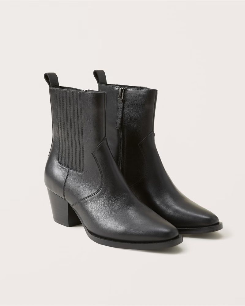 Margaux Leather Western Ankle Boots | Abercrombie & Fitch (US)