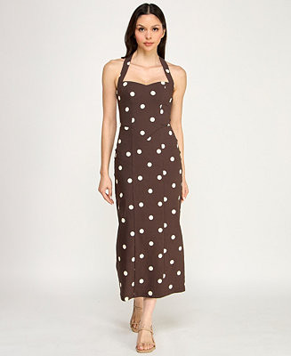 ROW A Juniors' Sweetheart Halter Neck Slim Midi Dress - Macy's | Macy's