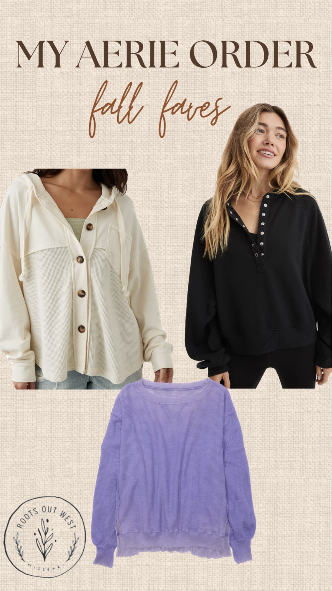 Aerie oversized shacket, quarter button up crew neck, and oversized henley. All on sale for $35! 

Fall fashion for her, casual mom style, casual mom fall fashion #aeriefall #aeriestyle 

#LTKsalealert #LTKBacktoSchool #LTKSale