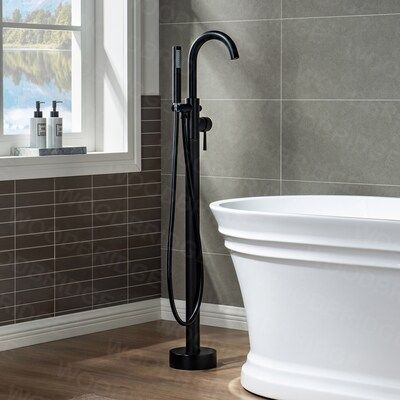 Woodbridge Frankfurt Matte Black 1-Handle Residential Freestanding Bathtub Faucet with Hand Showe... | Lowe's