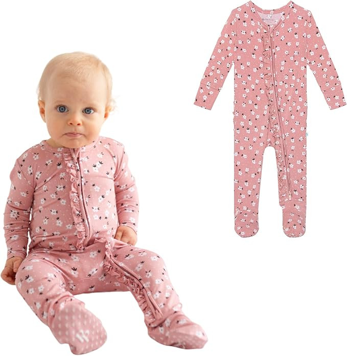 Posh Peanut Footie Pajamas for Baby Girls – Sleepers in Ultra-Soft Viscose from Bamboo with 2-W... | Amazon (US)