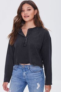 Mineral Wash Henley Crop Top | Forever 21 (US)