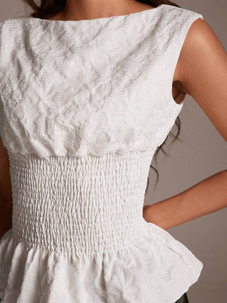 TRNVIE Elegantes Tank Top Aus Jacquard-Stoff Mit Rüschensaum Für Damen, Sommer | SHEIN