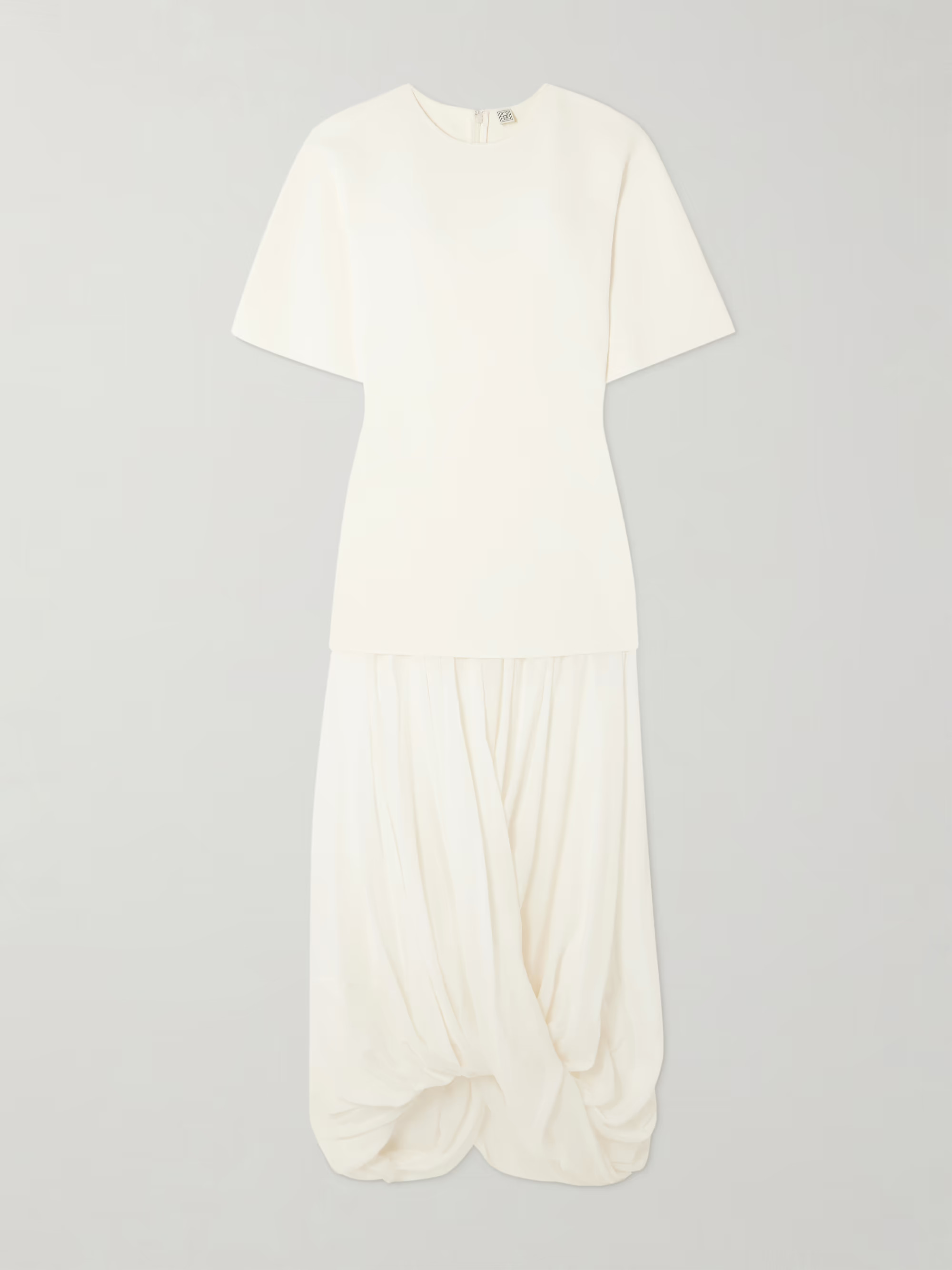 Cocoon draped voile-paneled knitted maxi dress | NET-A-PORTER APAC