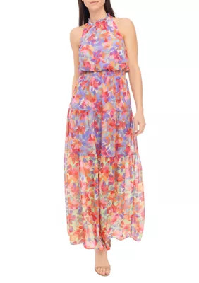 Women's Sleeveless Halter Neck Floral Maxi Dress | Belk