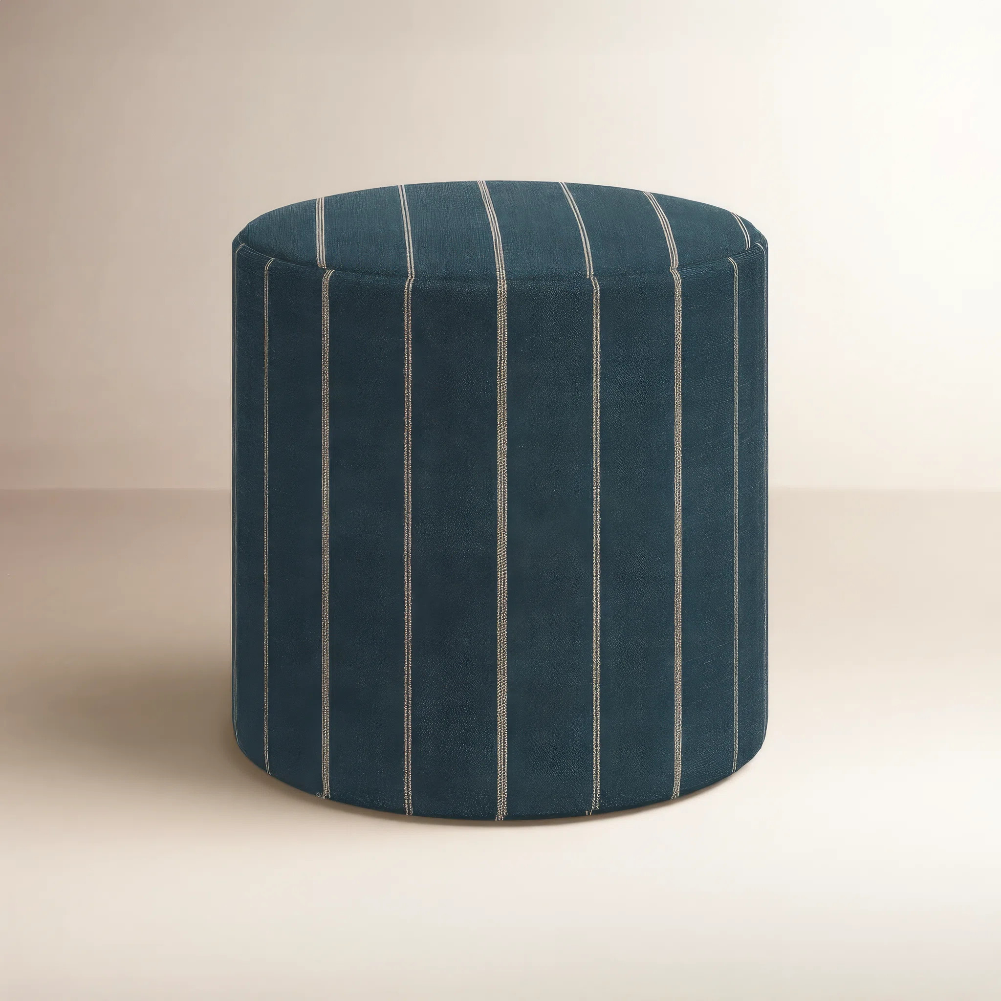 Epaulette 18'' Wide Round Striped Standard Ottoman | Wayfair North America