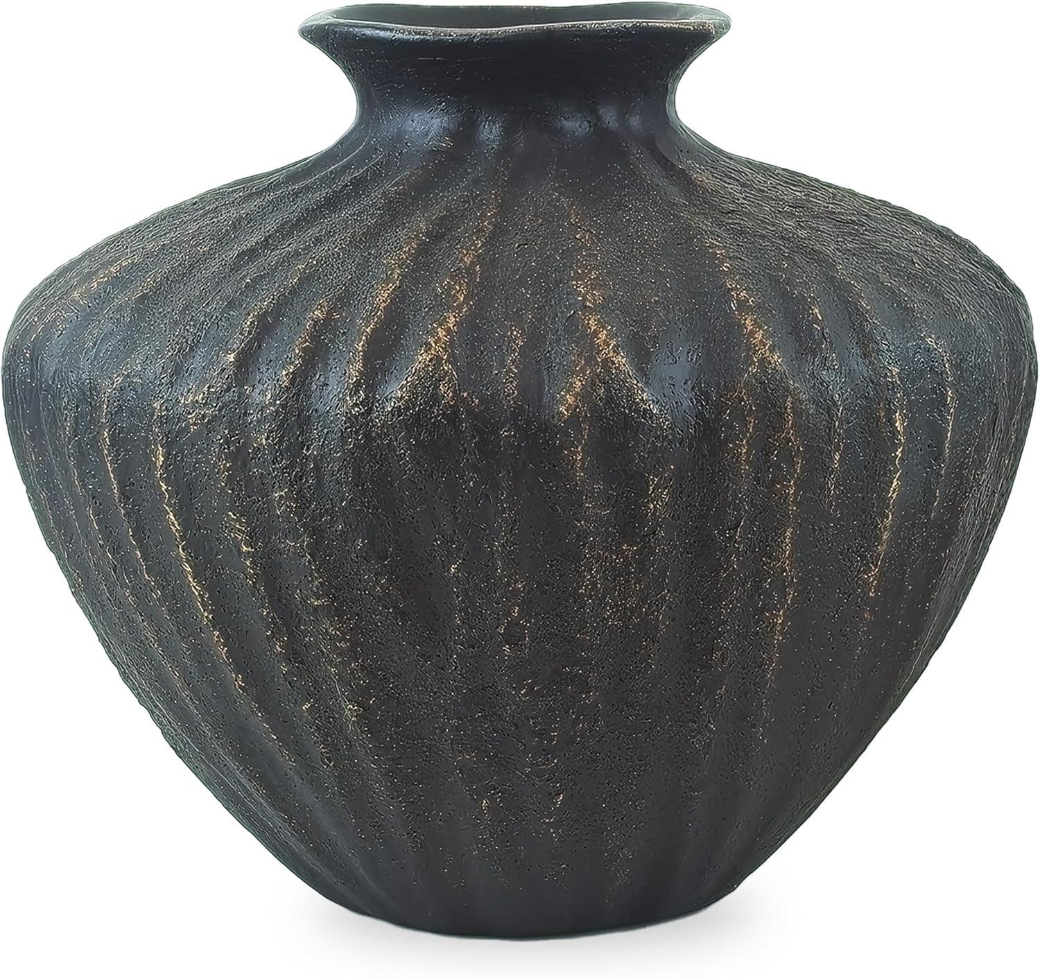 Small Black Ceramic Vase 6 Inch – Handmade Sculptural Decor with Hand-Painted Gold Detailing ... | Amazon (US)