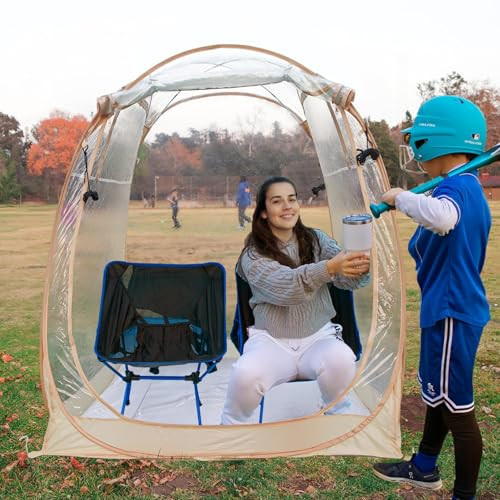 All Weather Proof Pod Sports Tent,Outdoor Weather Tent Sports Pod Pop Up Shelter with Sealed Floor,Pop Up Screen House with Carry Bag,Screen Room for Sport Event,Camping,Fishing-51"x51"x62"Clear | Amazon (US)