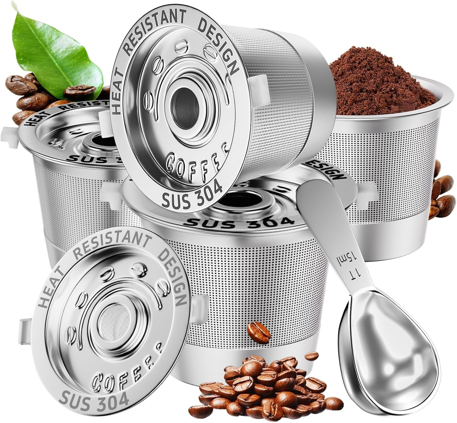 4 Pack Reusable K Cups Coffee Pods for Keurig 1.0: Stainless Steel Reusable Coffee Pods for Keurig Coffee Pods Reusable, BPA-Free, SUS 304‌, Scoop, Heat Resistant Handles | Amazon (US)