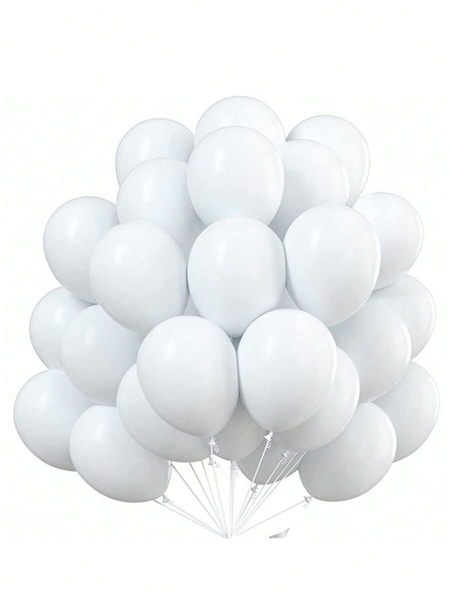 60pcs Solid Color White Balloon, Modern Latex Decorative Balloon For Party | SHEIN