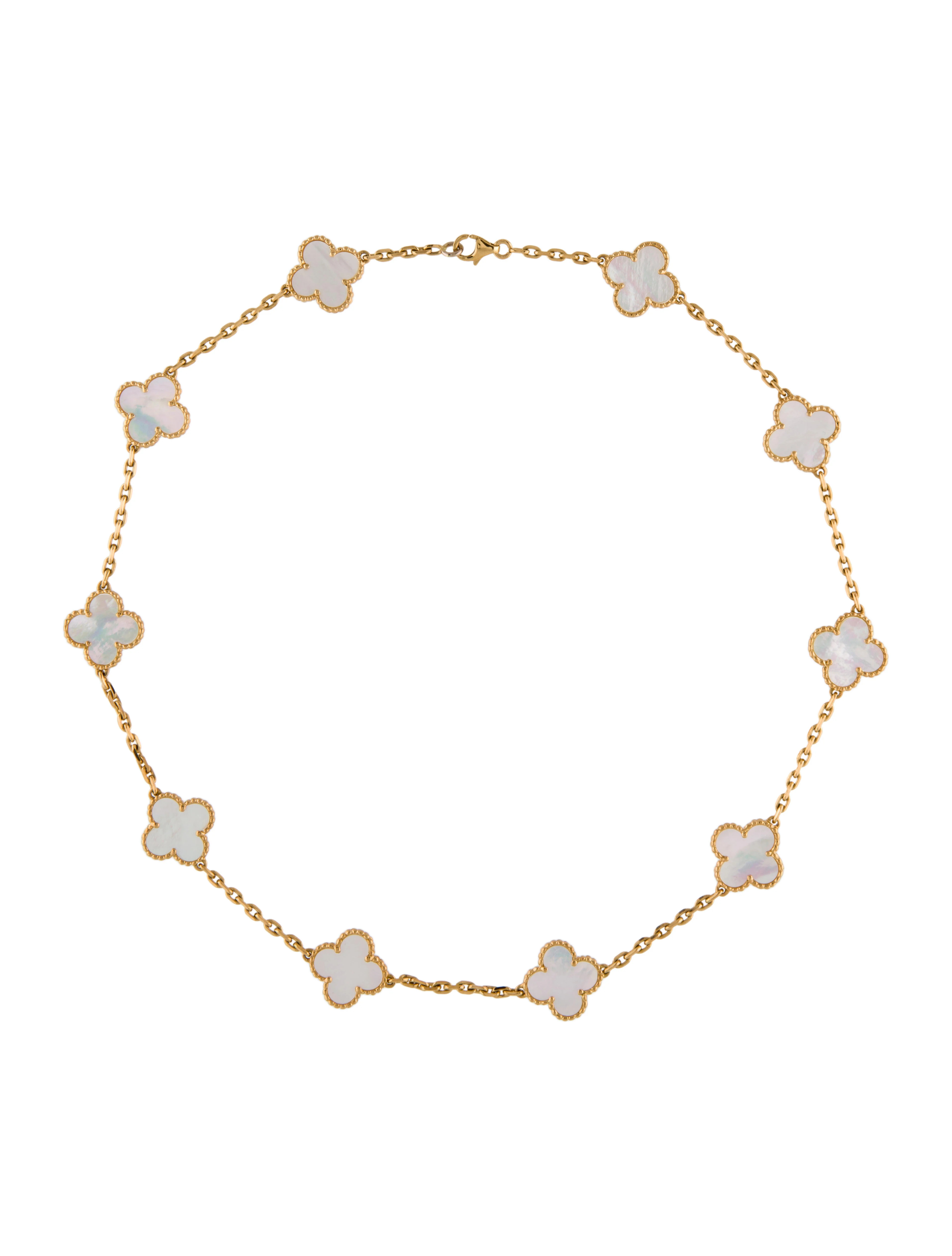 Mother of Pearl Vintage Alhambra Necklace, 10 Motifs | The RealReal