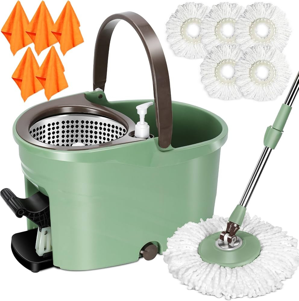 MASTERTOP Spin Mop and Bucket with Wringer Set, Floor Cleaning System with Foot Pedal, Easy Wring... | Amazon (US)