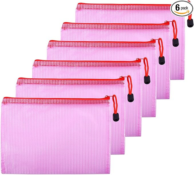 6 Pcs 4.72" x 6.3" A6 Sizes Mesh Zipper Pouch Bags, Mesh Bags with Zipper，Waterproof Clear docu... | Amazon (US)